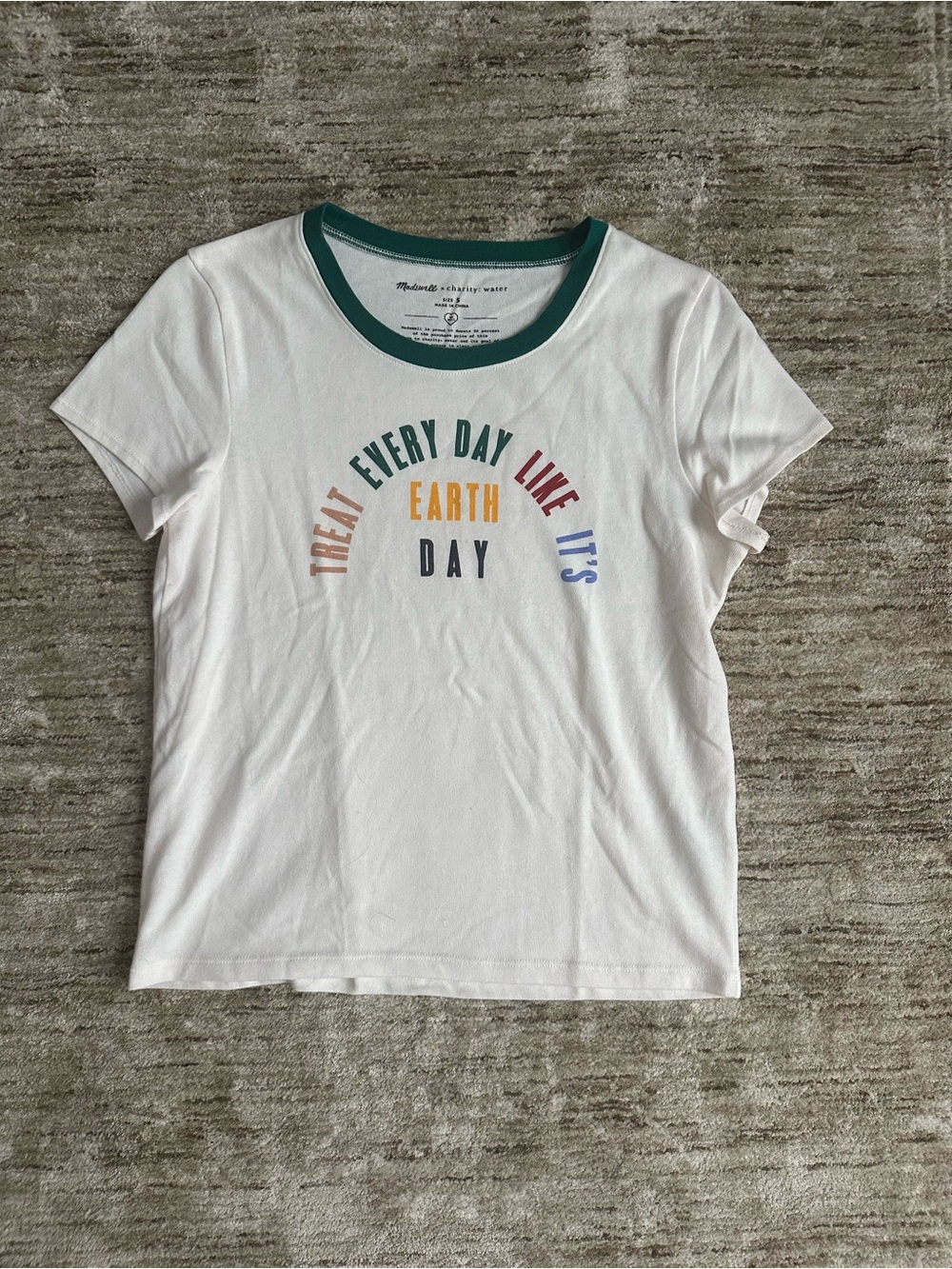 Madewell White 'Treat Every Day Like It's Earth Day' Baby Tee